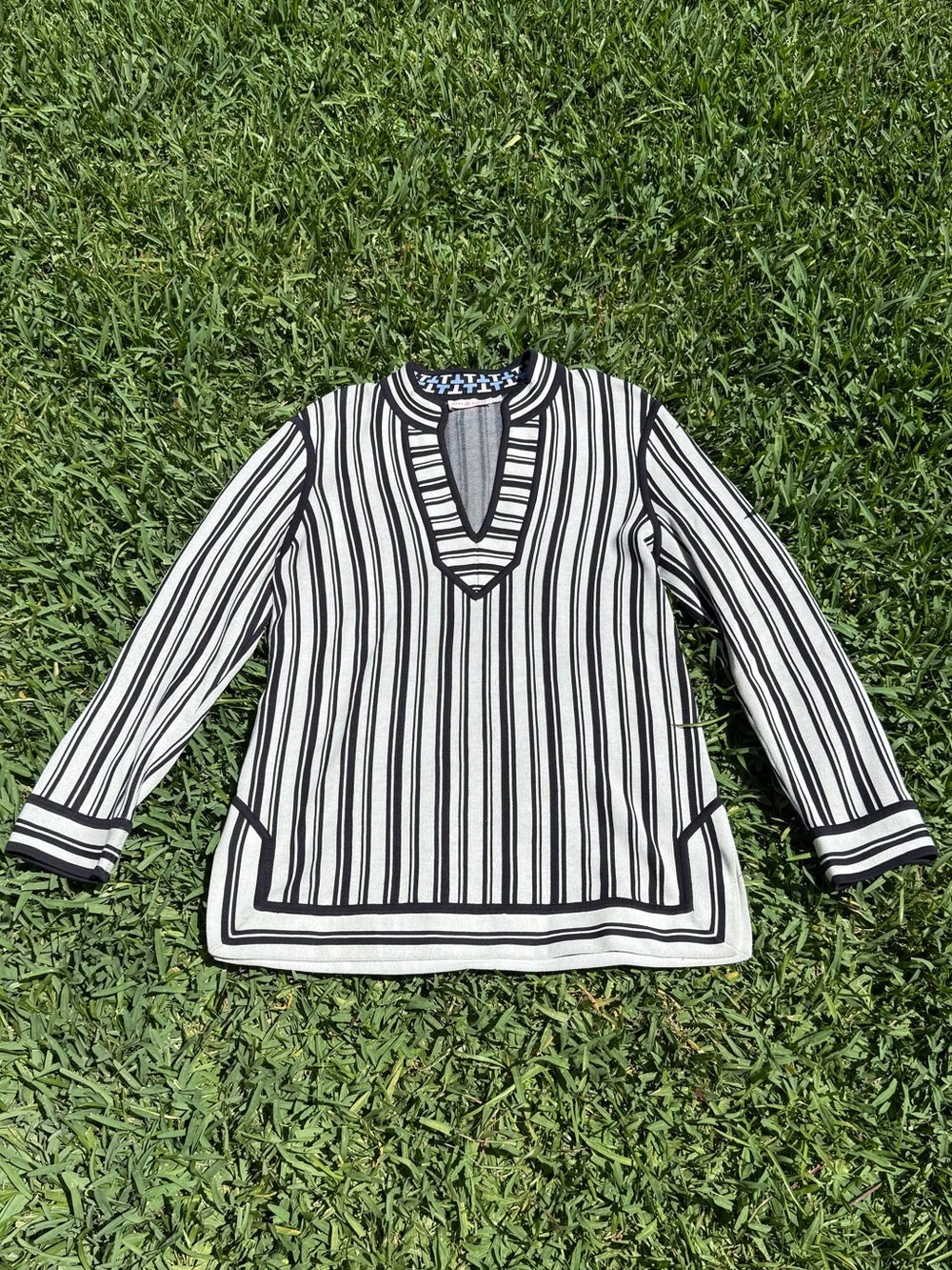 Tory Burch Navy & White Striped Tunic